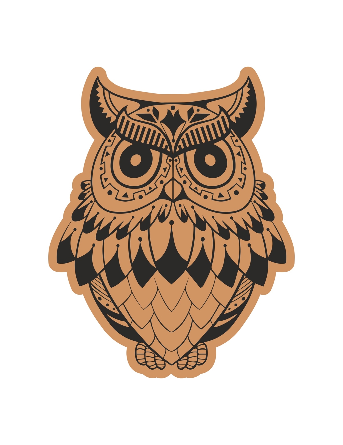 طرح جغد خشمگین مناسب برای استفاده در دستگاه های cnc چوب و cnc لیزر - angry owl laser cut engraving template cdr file