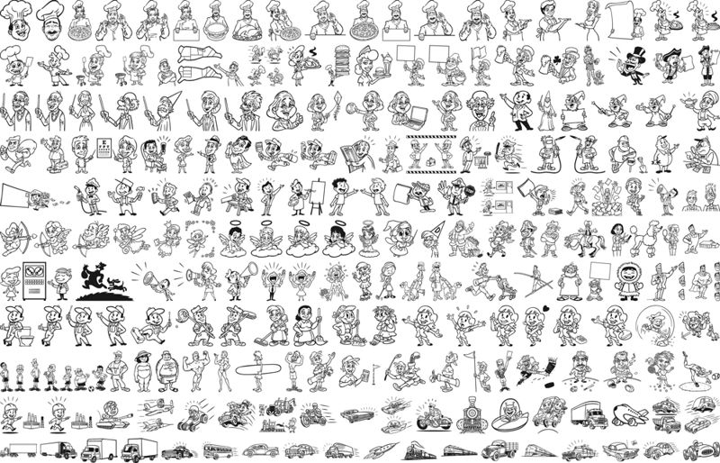 طرح مجموعه وکتور خطی گرافیکی افراد، مناسب برای استفاده در دستگاه های cnc چوب و cnc لیزر - people graphical lineart vector set cdr file