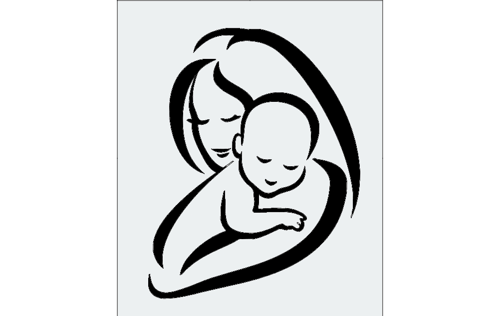 طرح زن به همراه نوزاد مناسب برای استفاده در دستگاه های cnc چوب و cnc لیزر - woman with baby dxf file