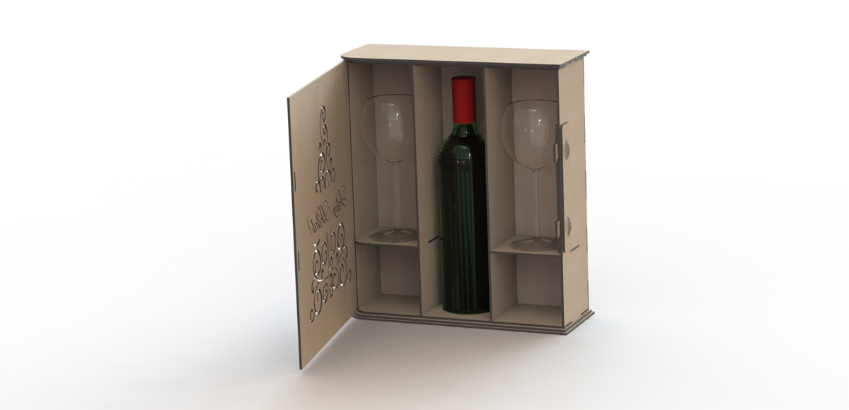 طرح جعبه نوشابه مناسب برای استفاده در دستگاه های cnc چوب و cnc لیزر - laser cut wine box cdr file