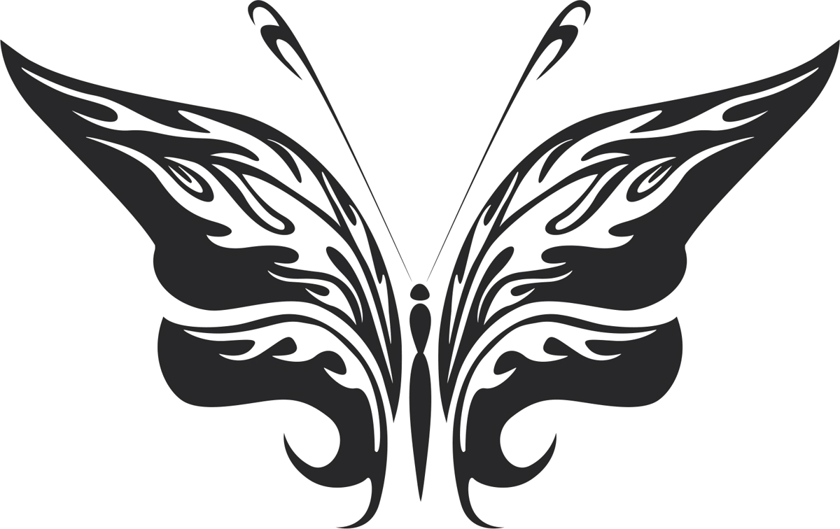 طرح فایل وکتور پروانه قبیله ای طرح 25 مناسب برای استفاده در دستگاه های cnc چوب و cnc لیزر - tribal butterfly vector art 25 dxf file