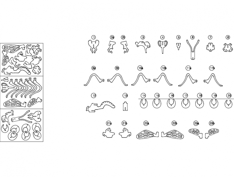 طرح سه میلی‌متری بین مناسب برای استفاده در دستگاه های cnc چوب و cnc لیزر - biene 3mm dxf file