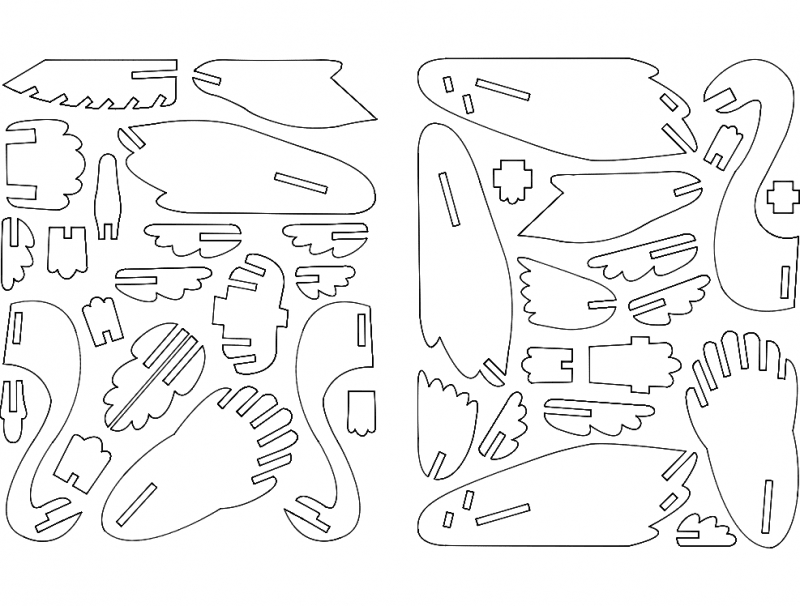 طرح پازل سه بعدی cisne مناسب برای استفاده در دستگاه های cnc چوب و cnc لیزر - cisne 3d puzzle dxf file