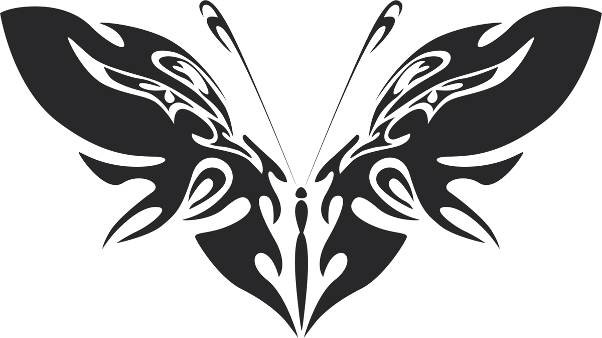 طرح فایل وکتور پروانه قبیله ای طرح ۴۲ مناسب برای استفاده در دستگاه های cnc چوب و cnc لیزر - tribal butterfly vector art 42 dxf file