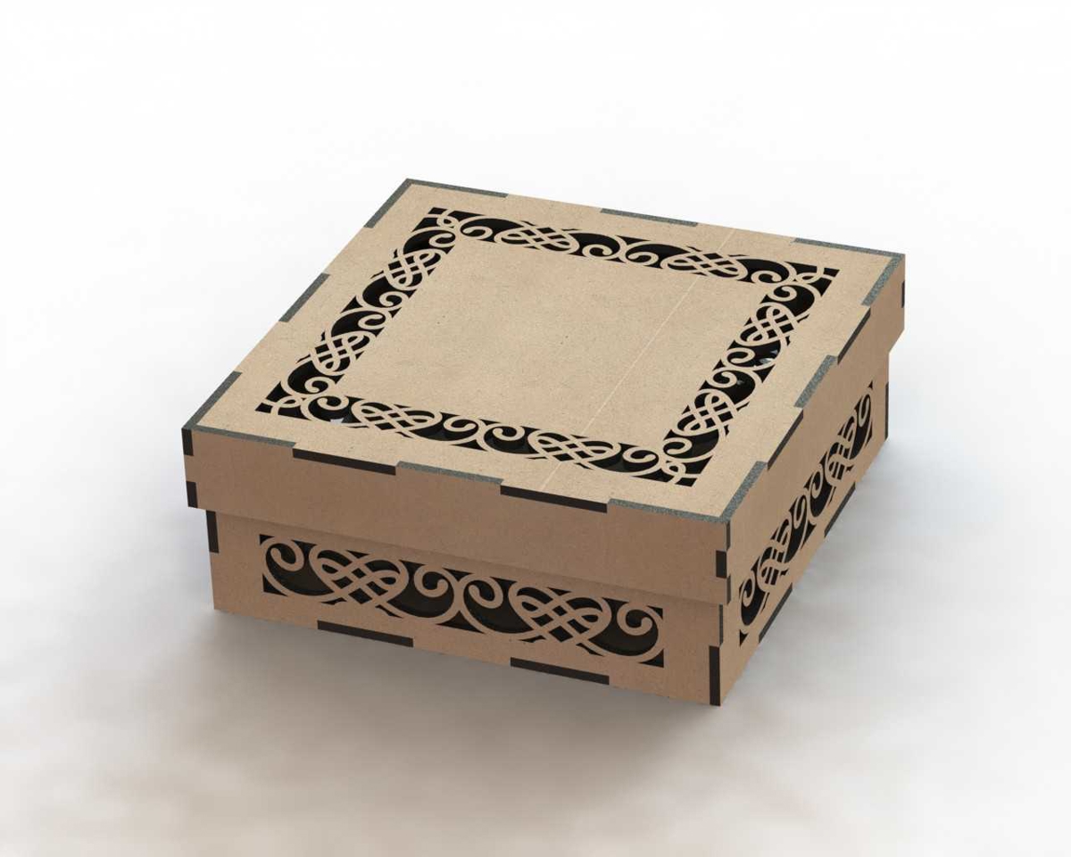 طرح جعبه به همراه درب، مناسب برای استفاده در دستگاه های cnc چوب و cnc لیزر - laser cut box with lid template dxf file