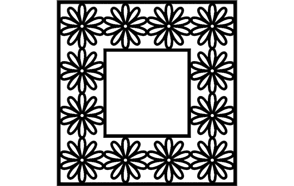 طرح قاب گل مناسب برای استفاده در دستگاه های cnc چوب و cnc لیزر - flower frame dxf file