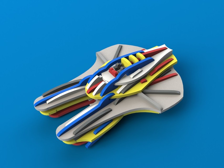 طرح سفینه فضایی ۴ میلی‌متری مناسب برای استفاده در دستگاه های cnc چوب و cnc لیزر - 4mm spaceship dxf file