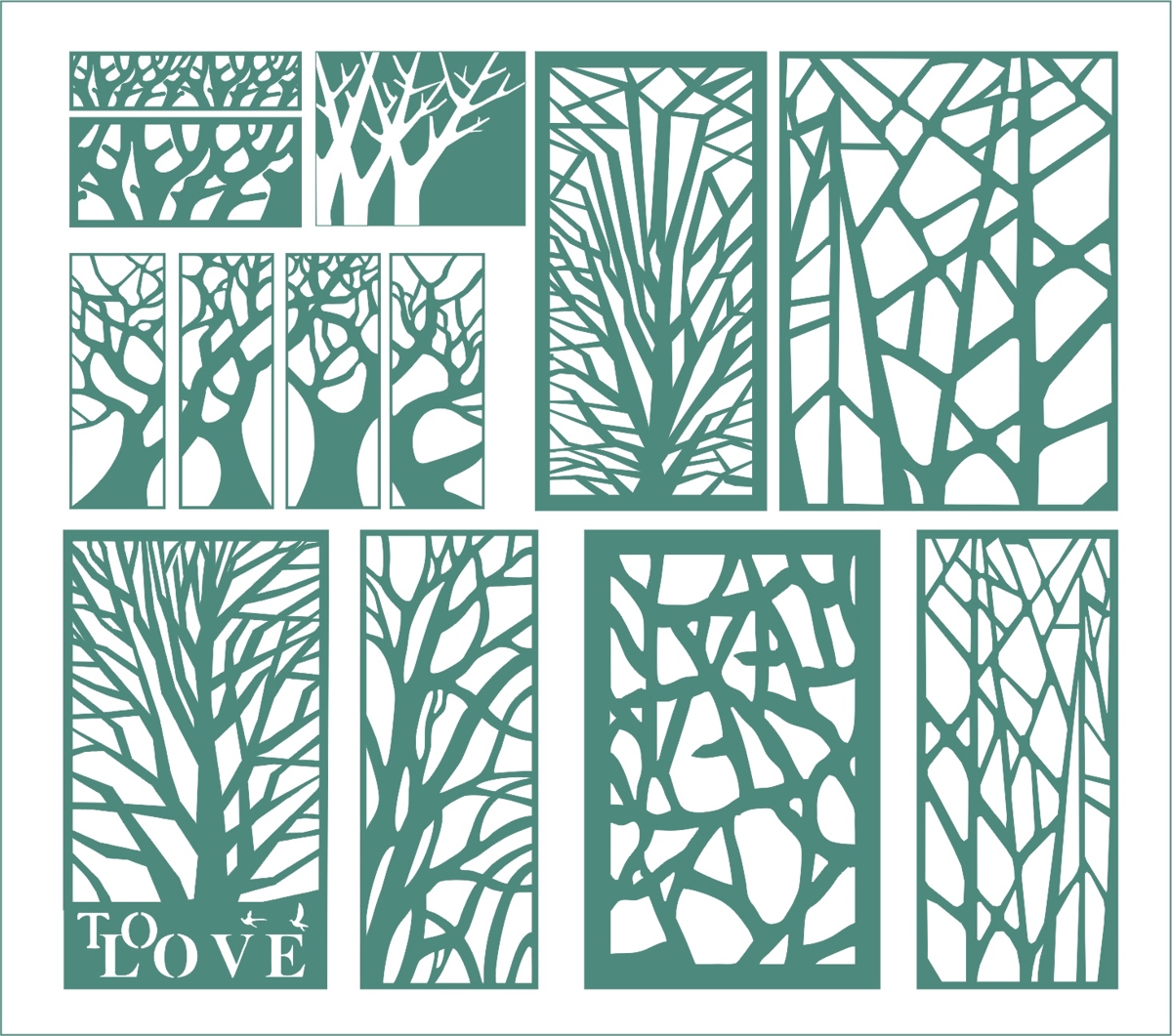 طرح وکتور تزئینات درخت مناسب برای استفاده در دستگاه های cnc چوب و cnc لیزر - tree ornament vectors cdr file