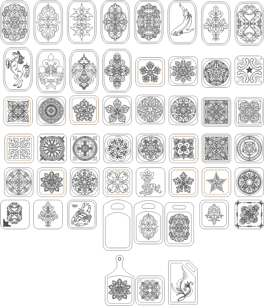 طرح تزیین تخته برش مناسب برای استفاده در دستگاه های cnc چوب و cnc لیزر - chopping board decor cdr file