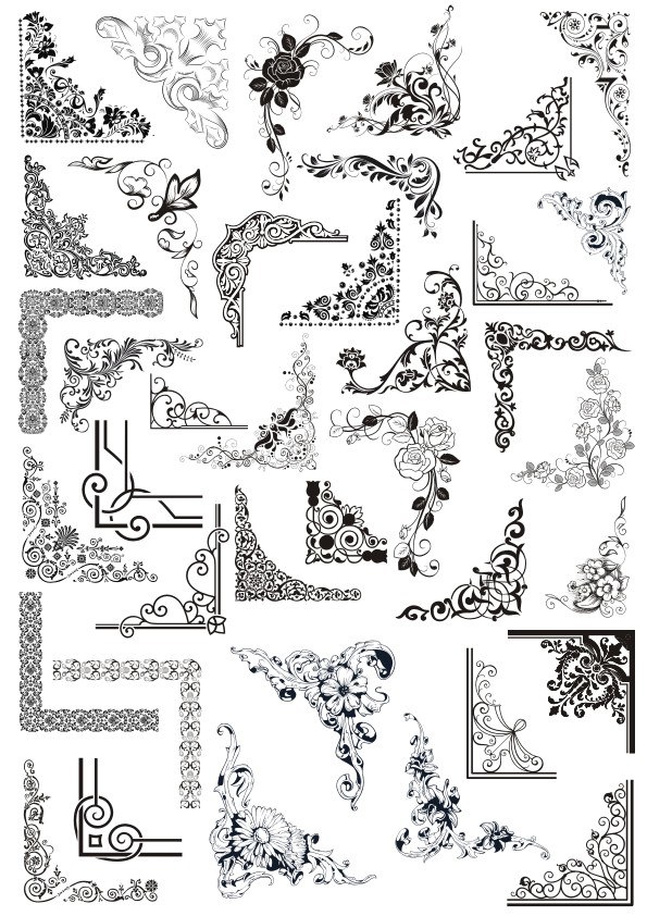 طرح شکوفایی گوشه مناسب برای استفاده در دستگاه های cnc چوب و cnc لیزر - corner flourish cdr file