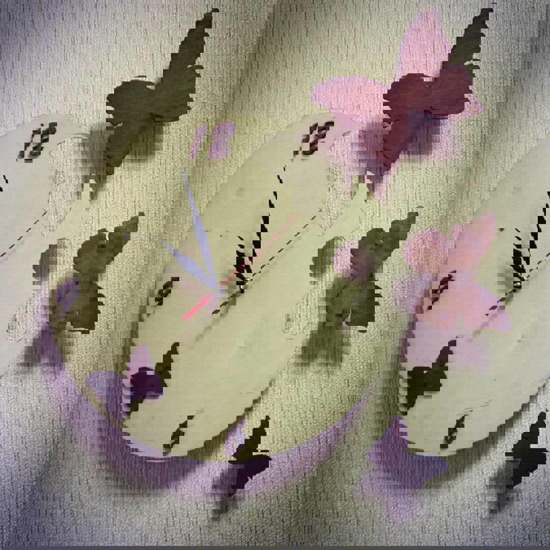 طرح ساعت پروانه ای مناسب برای استفاده در دستگاه های cnc چوب و cnc لیزر - butterfly clock laser cut cdr file