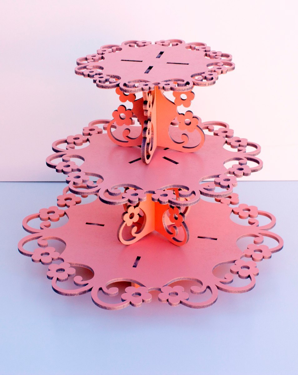 طرح پایه کیک مناسب برای استفاده در دستگاه های cnc چوب و cnc لیزر - stand for cake dxf file