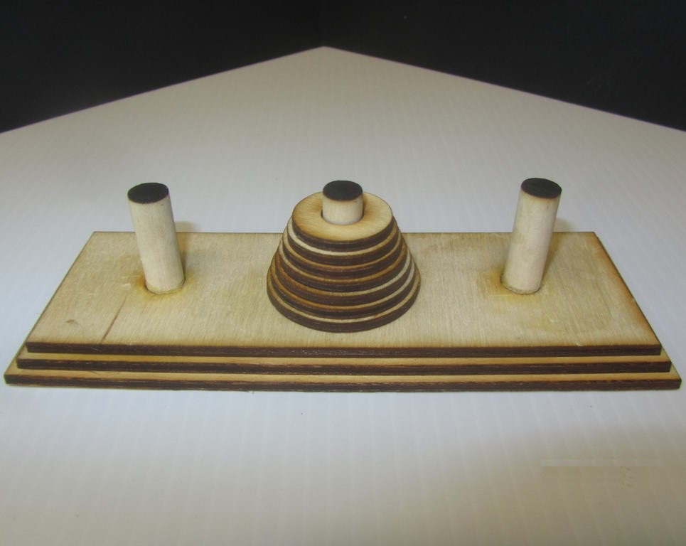 طرح بازی برج هانوی مناسب برای استفاده در دستگاه های cnc چوب و cnc لیزر - laser cut tower of hanoi game cdr file