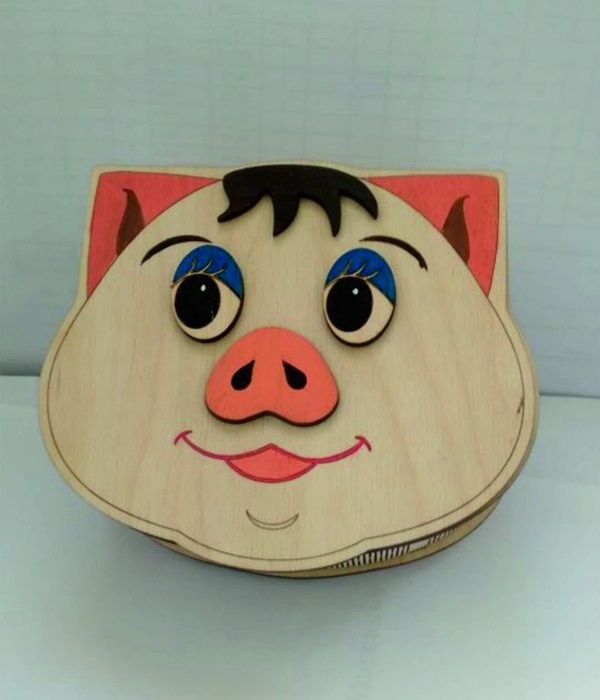 طرح جعبه نگهداری خوک مناسب برای استفاده در دستگاه های cnc چوب و cnc لیزر - laser cut pig storage box dxf file