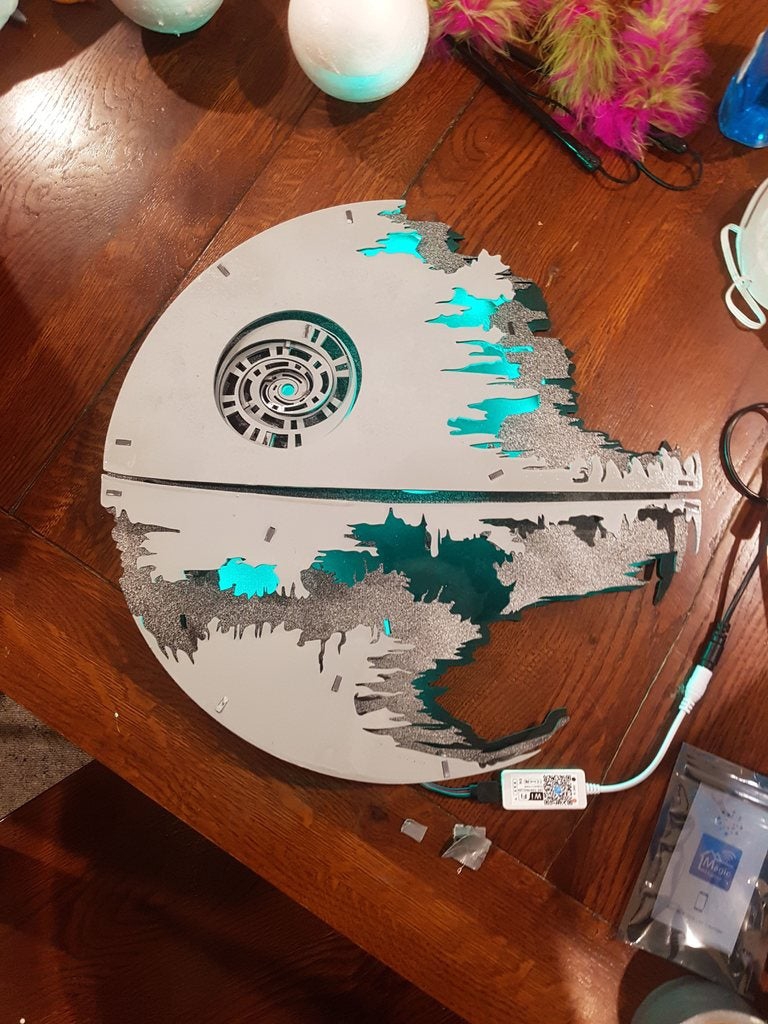 طرح مدل سه بعدی ستاره مرگ مناسب برای استفاده در دستگاه های cnc چوب و cnc لیزر - laser cut death star 3d model ai file