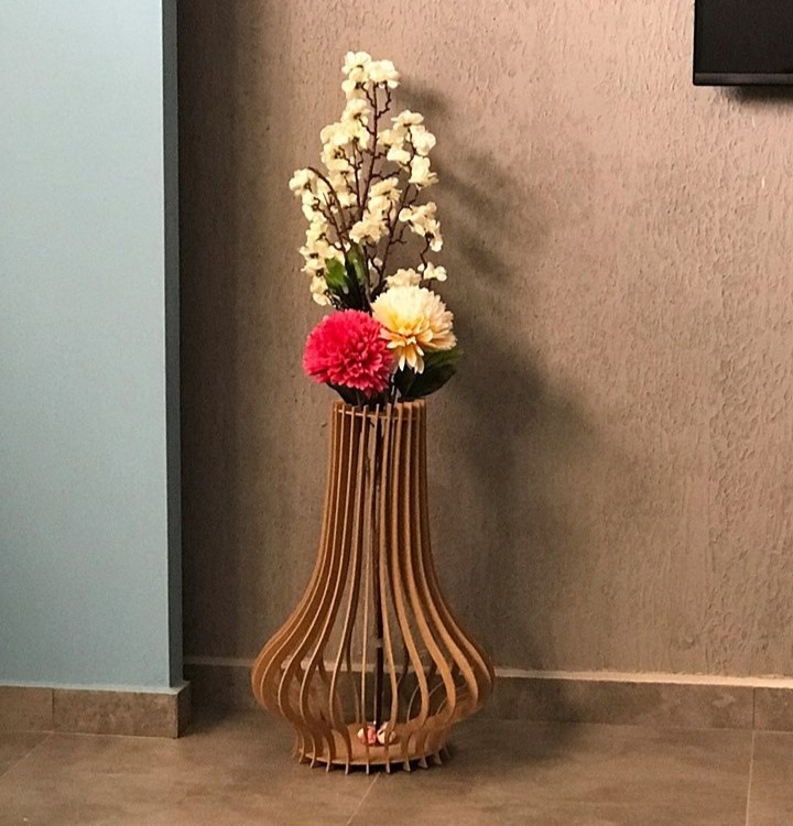 طرح گلدان چوبی طرح گل مناسب برای استفاده در دستگاه های cnc چوب و cnc لیزر - laser cut wooden floor flower vase dxf file