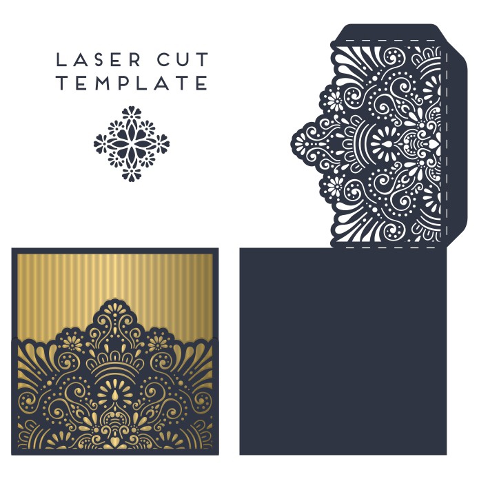 طرح کارت دعوت مناسب برای استفاده در دستگاه های cnc چوب و cnc لیزر - laser cut invitation card template cdr file