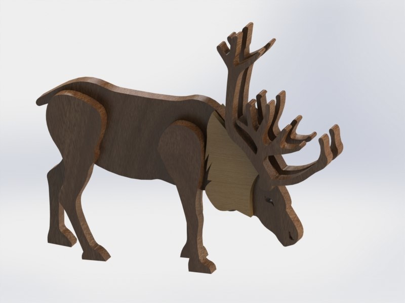 طرح گوزن شمالی چوبی مناسب برای استفاده در دستگاه های cnc چوب و cnc لیزر - laser cut wooden reindeer cdr file