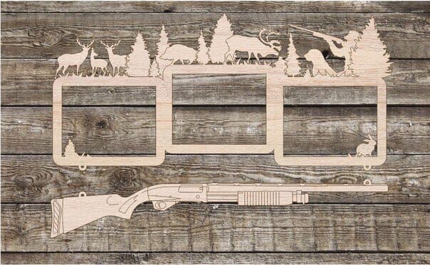 طرح قاب عکس شکاری مناسب برای استفاده در دستگاه های cnc چوب و cnc لیزر - laser cut hunting photo frame cdr file