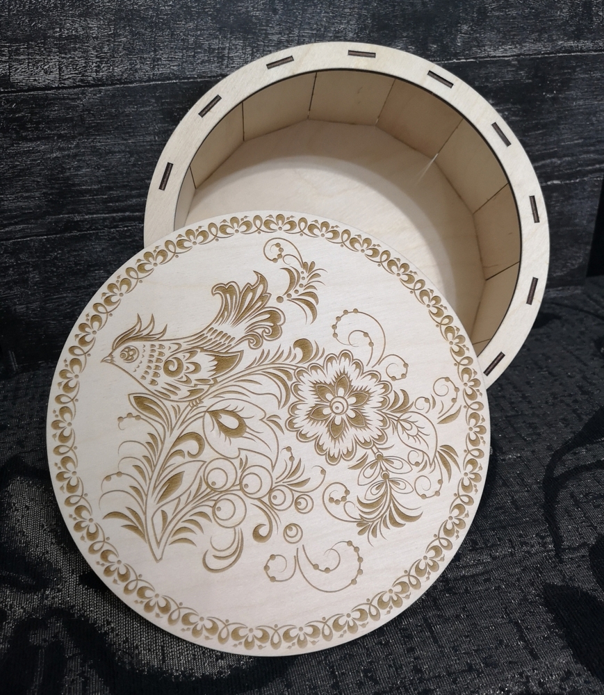 طرح حکاکی جعبه چوبی مناسب برای استفاده در دستگاه های cnc چوب و cnc لیزر - laser cut wooden engraved round box cdr file