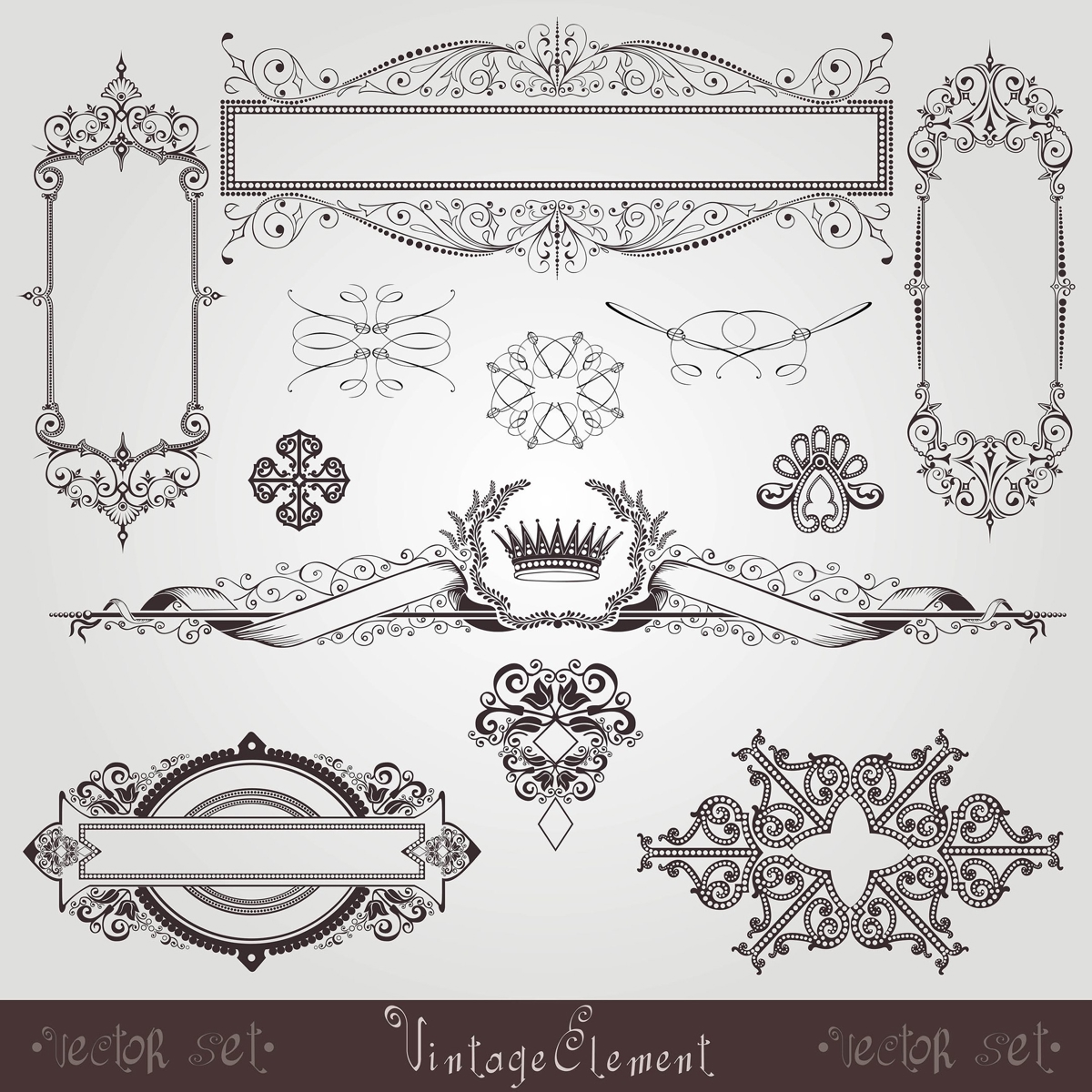 طرح مجموعه المان وینتیج مناسب برای استفاده در دستگاه های cnc چوب و cnc لیزر - vintage set element eps file