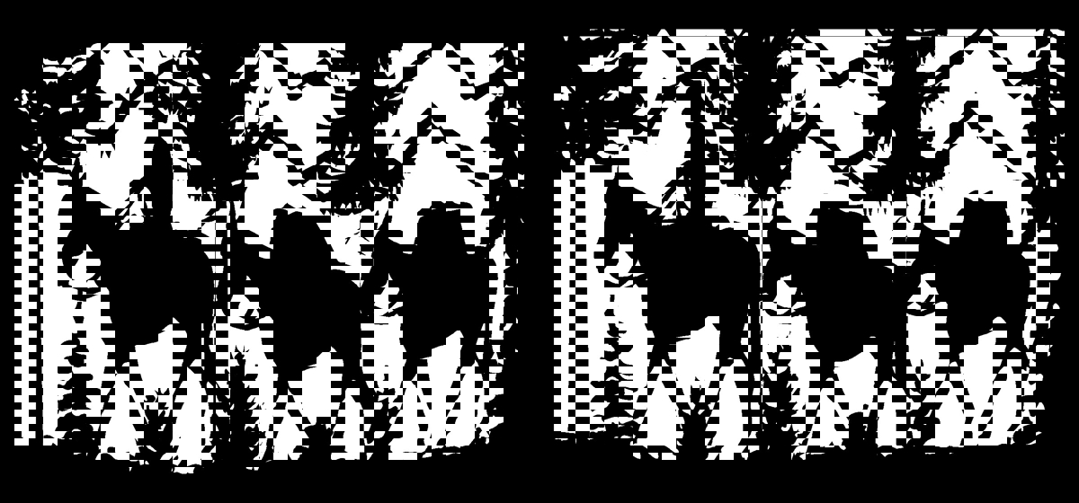 طرح هنری پلاسمای شکارچی ۲۸ در ۶۰ به همراه دو بسته قاطر مناسب برای استفاده در دستگاه های cnc چوب و cnc لیزر - 28 x 60 hunter with two pack mules plasma art dxf file