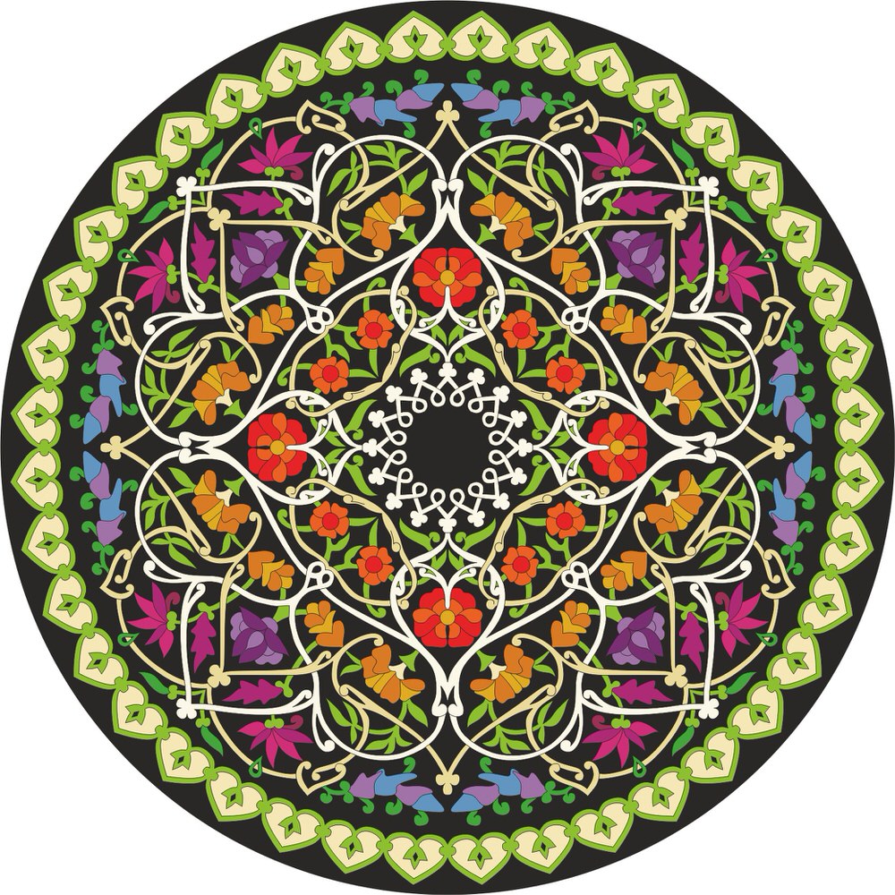 طرح فایل وکتور گرافیکی دایره گیاهی . مناسب برای استفاده در دستگاه های cnc چوب و cnc لیزر - plant circle vector graphics eps file