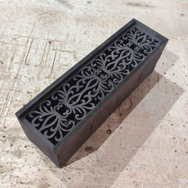 طرح جعبه چوبی با درب کشویی مناسب برای استفاده در دستگاه های cnc چوب و cnc لیزر - laser cut wood compartment box with sliding lid cdr file