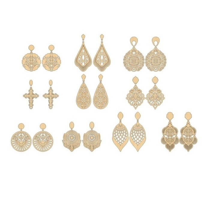 طرح گوشواره آویز مناسب برای استفاده در دستگاه های cnc چوب و cnc لیزر - laser cut drop earrings cdr file