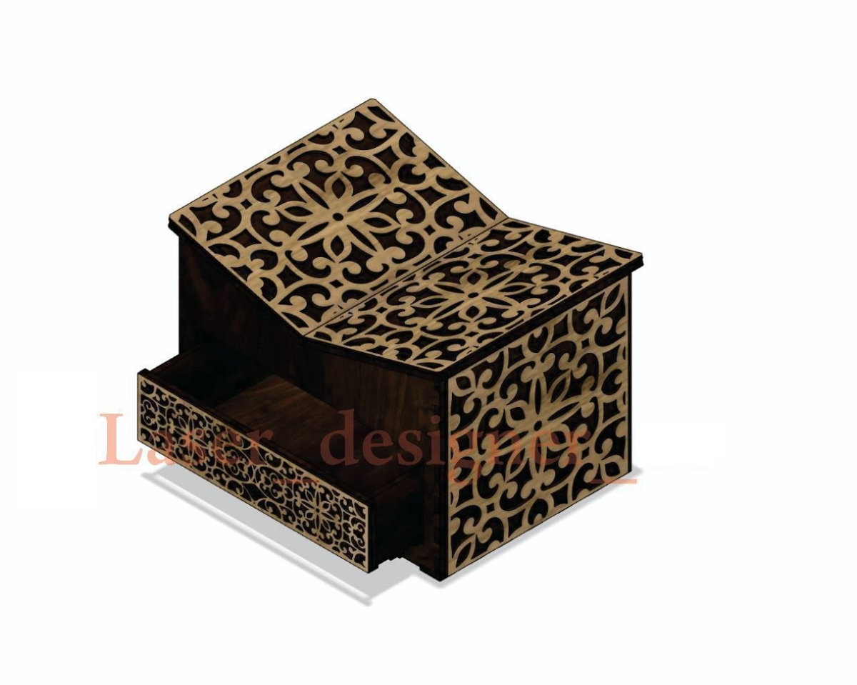 طرح جعبه قرآن اسلامی به همراه پایه مناسب برای استفاده در دستگاه های cnc چوب و cnc لیزر - laser cut islamic quran box with stand cdr file