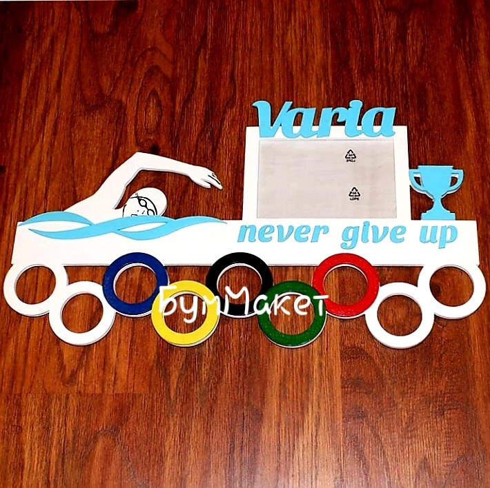 طرح جای مدال شنا مناسب برای استفاده در دستگاه های cnc چوب و cnc لیزر - laser cut swimming medal holder cdr file