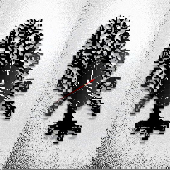 طرح ساعت دیواری با طرح درخت مناسب برای استفاده در دستگاه های cnc چوب و cnc لیزر - laser cut wall clock with tree pattern cdr file