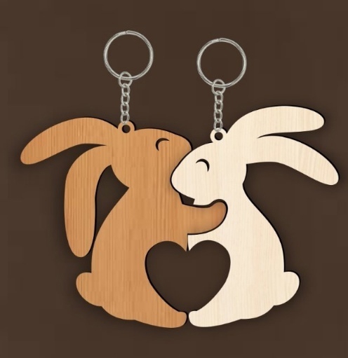 طرح جاکلیدی خرگوش مناسب برای استفاده در دستگاه های cnc چوب و cnc لیزر - laser cut rabbit keychain cdr file