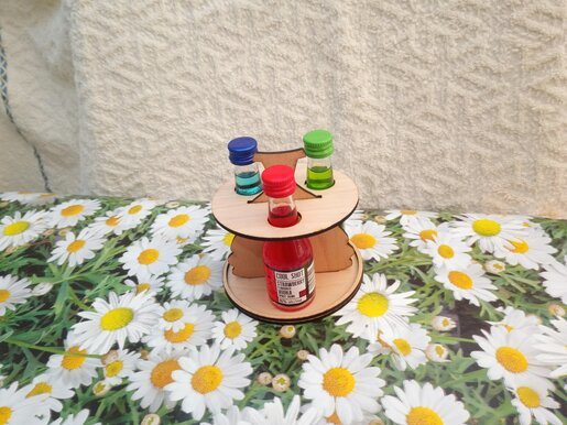 طرح با فرمت 3 میلی‌متری جا بطری شات مناسب برای استفاده در دستگاه های cnc چوب و cnc لیزر - laser cut shot bottle holder 3mm svg file