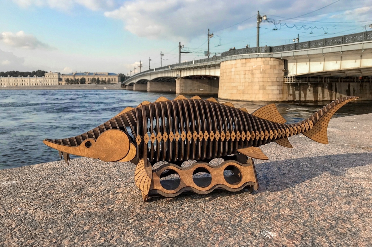 طرح جا لیوانی ماهی مینی بار 4 میلی متر و 6 میلی متر مناسب برای استفاده در دستگاه های cnc چوب و cnc لیزر - laser cut fish wine holder minibar 4mm 6mm cdr file