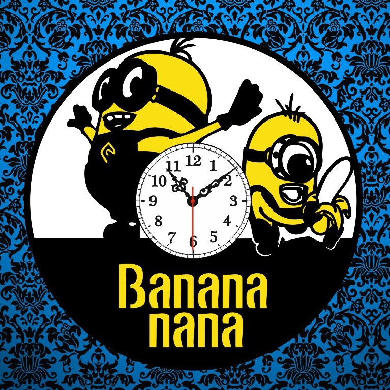 طرح فایل ساعت دیواری مینیون ها مناسب برای استفاده در دستگاه های cnc چوب و cnc لیزر - laser cut minions wall clock cdr file