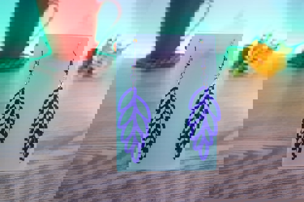 طرح گوشواره گل مناسب برای استفاده در دستگاه های cnc چوب و cnc لیزر - laser cut flower earrings design dxf file