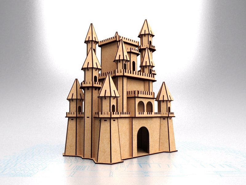 طرح قلعه دیزنی مناسب برای استفاده در دستگاه های cnc چوب و cnc لیزر - laser cut disney castle cdr file