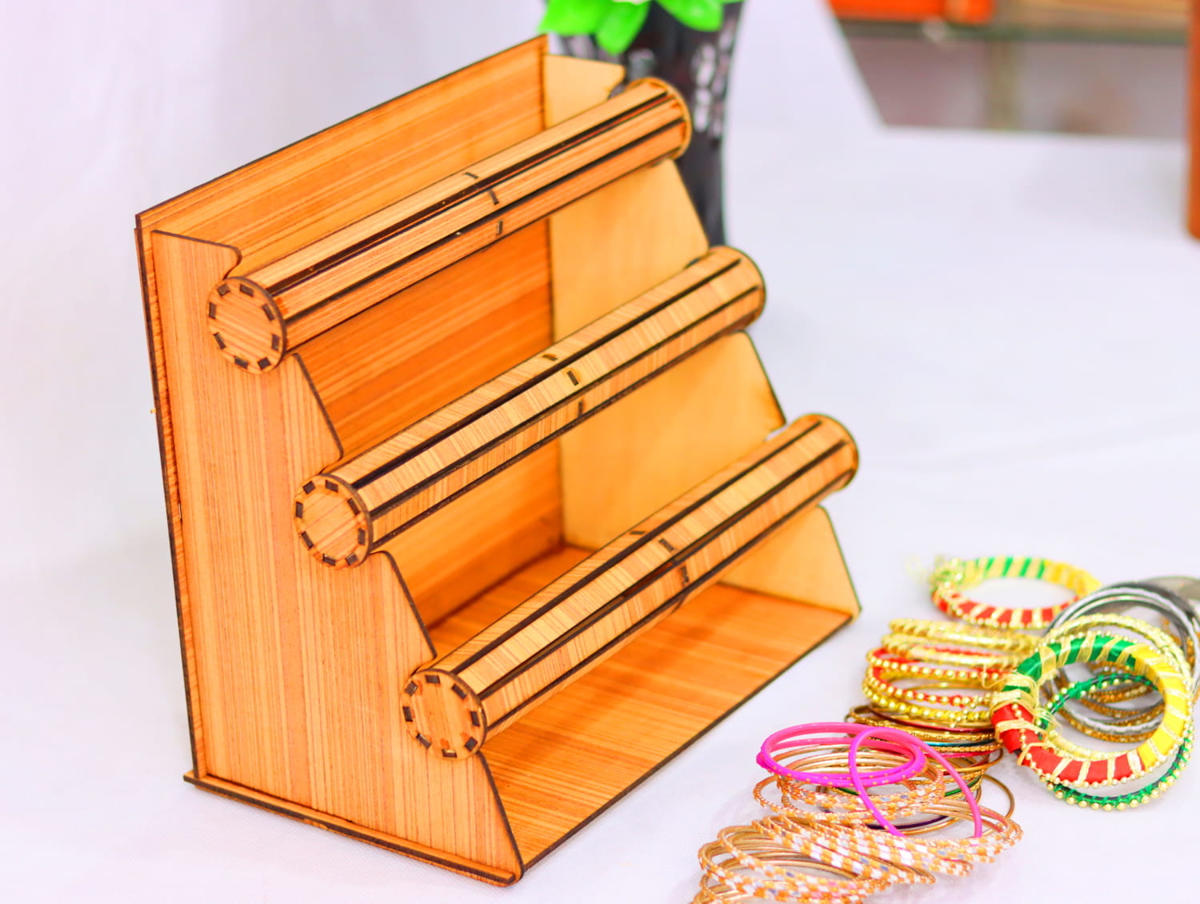 طرح پایه النگو با ضخامت 3 میلی‌متر مناسب برای استفاده در دستگاه های cnc چوب و cnc لیزر - laser cut bangle stand 3mm cdr file