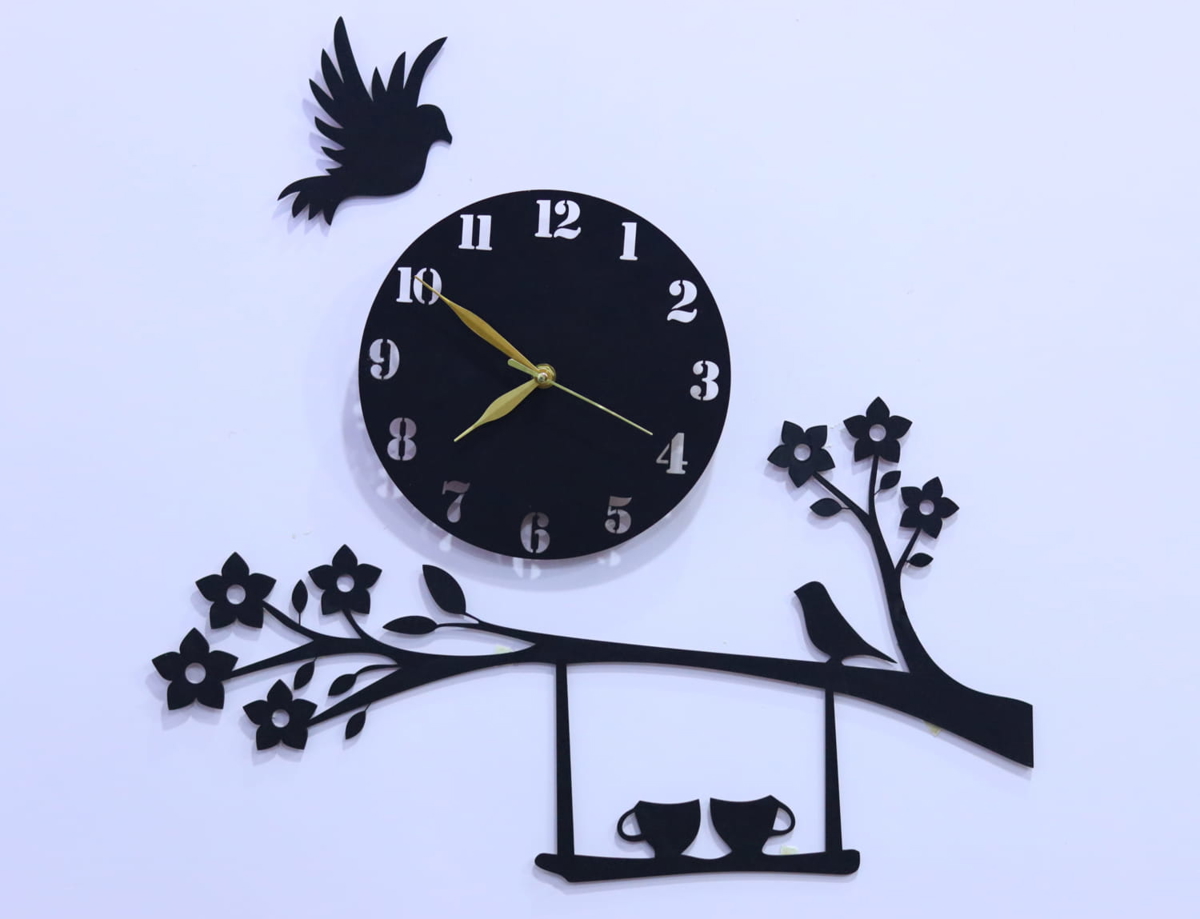 طرح ساعت دیواری چوبی طرح درخت مناسب برای استفاده در دستگاه های cnc چوب و cnc لیزر - laser cut tree wooden wall clock cdr file