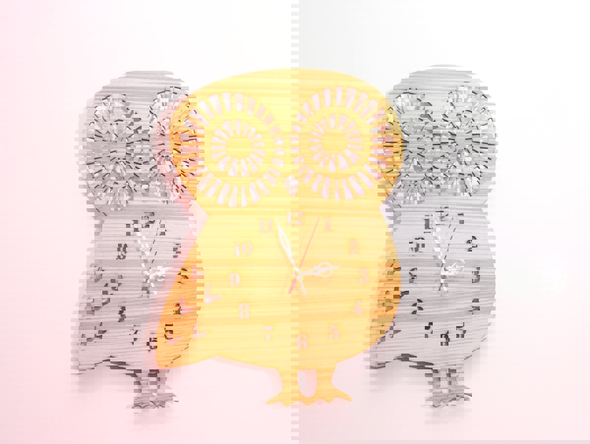 طرح ساعت طرح جغد مناسب برای استفاده در دستگاه های cnc چوب و cnc لیزر - laser cut owl clock cdr file