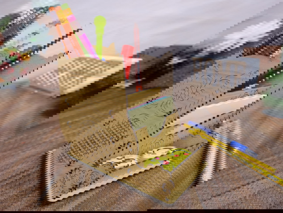 طرح خودکار و جا مدادی جغد طرح نظم دهنده میز اداری با ضخامت 3 میلی متر و فرمت cdr مناسب برای استفاده در دستگاه های cnc چوب و cnc لیزر - laser cut owl pen and pencil holder office desk organizer 3mm cdr file