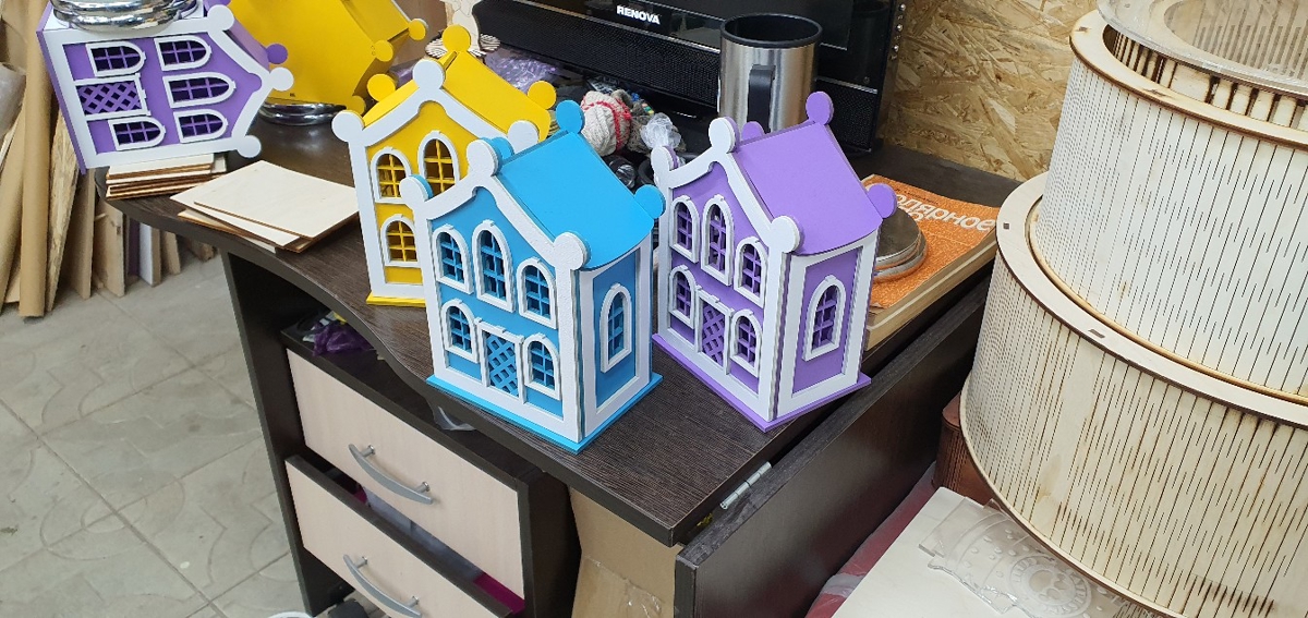 طرح جعبه پول خانه 3 میلی‌متر مناسب برای استفاده در دستگاه های cnc چوب و cnc لیزر - house money box 3mm laser cutting template cdr file