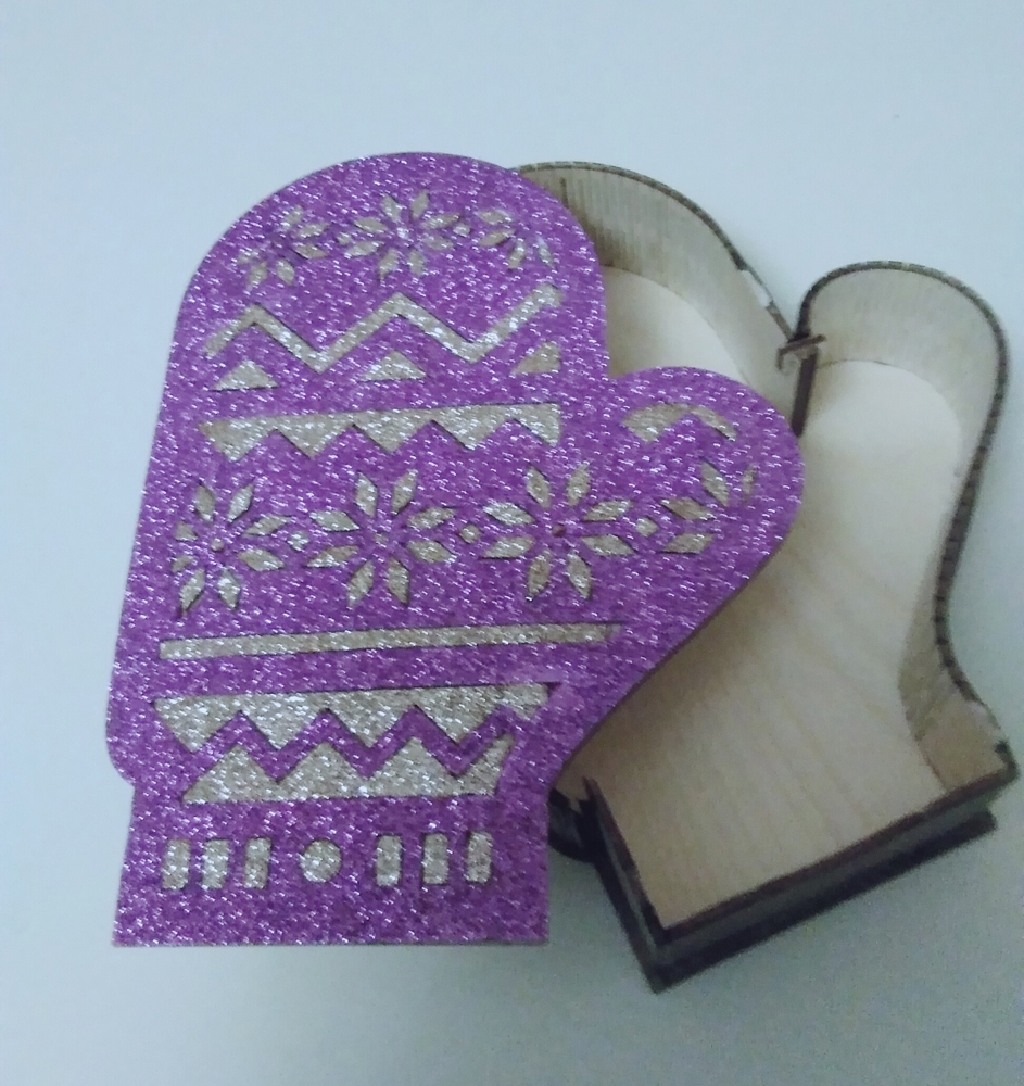 طرح جعبه دستکش کریسمس مناسب برای استفاده در دستگاه های cnc چوب و cnc لیزر - laser cut christmas mitten box cdr file