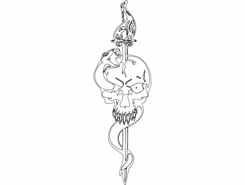 طرح جمجمه شماره 081 مناسب برای استفاده در دستگاه های cnc چوب و cnc لیزر - skull 081 dxf file