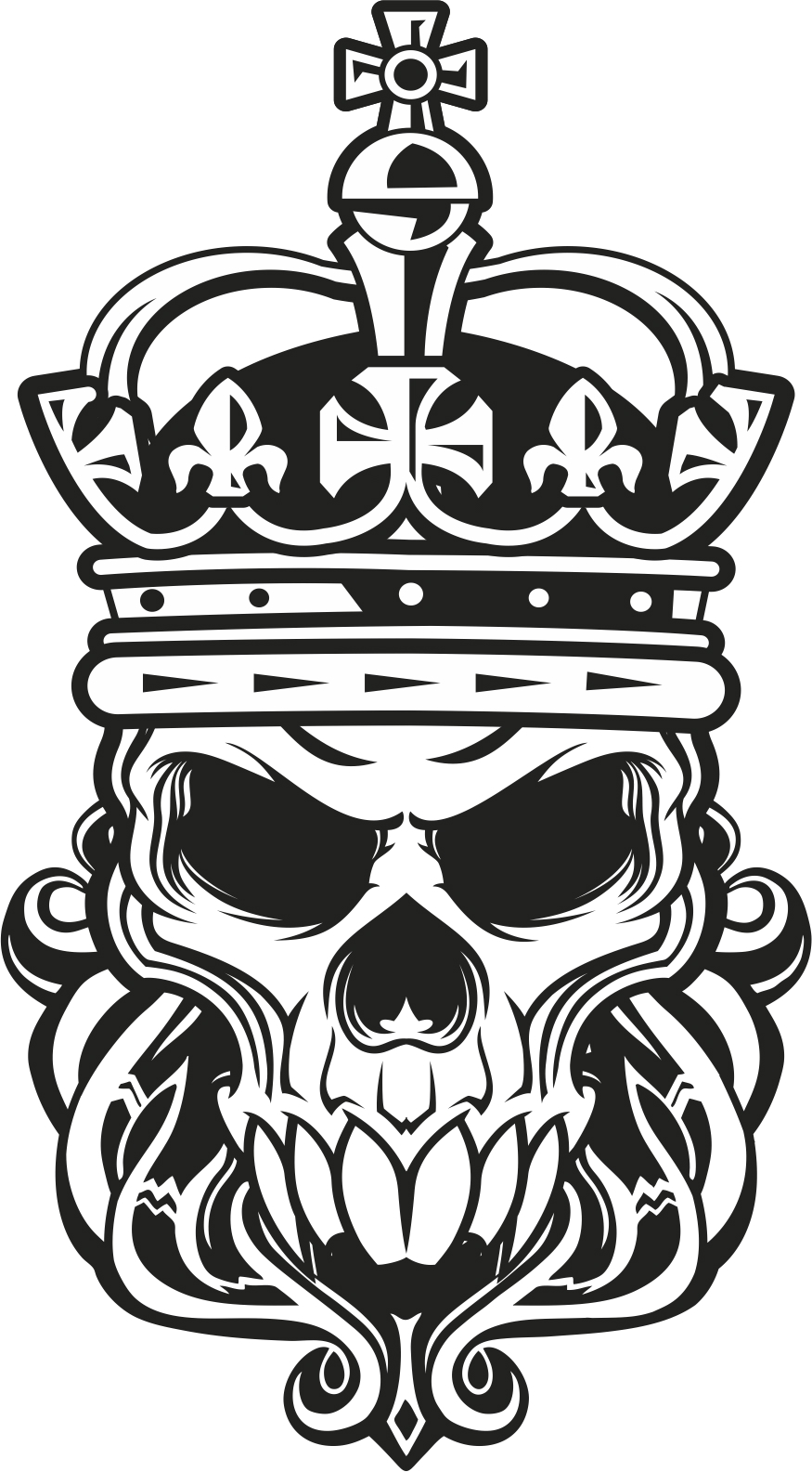 طرح وکتور طرح جمجمه پادشاه مناسب برای استفاده در دستگاه های cnc چوب و cnc لیزر - skull king vector art cdr file