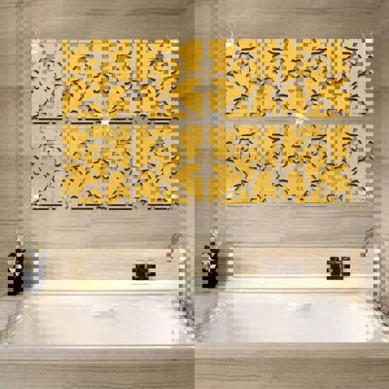 طرح برچسب دیواری آینه ای اکریلیک سه بعدی ، نقاشی دیواری آینه ای تزئینی مناسب برای استفاده در دستگاه های cnc چوب و cnc لیزر - laser cut 3d acrylic mirror wall stickers decorative mirror mural