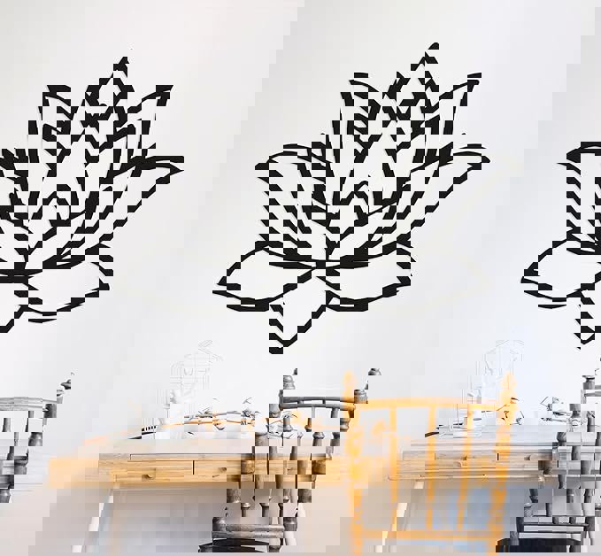 طرح گل نیلوفر آبی، هنر دیواری، دکور دیوار یوگا مناسب برای استفاده در دستگاه های cnc چوب و cnc لیزر - laser cut lotus flower wall art yoga wall decor