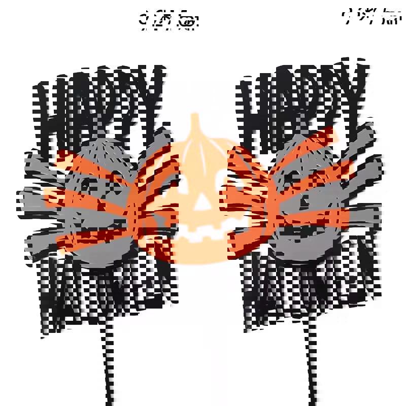 طرح تزیین کیک هالووین شاد با ، تزیین کیک کدو حلوایی ترسناک هالووین مناسب برای استفاده در دستگاه های cnc چوب و cnc لیزر - laser cut happy halloween cake topper halloween spooky pumpkin cake decor
