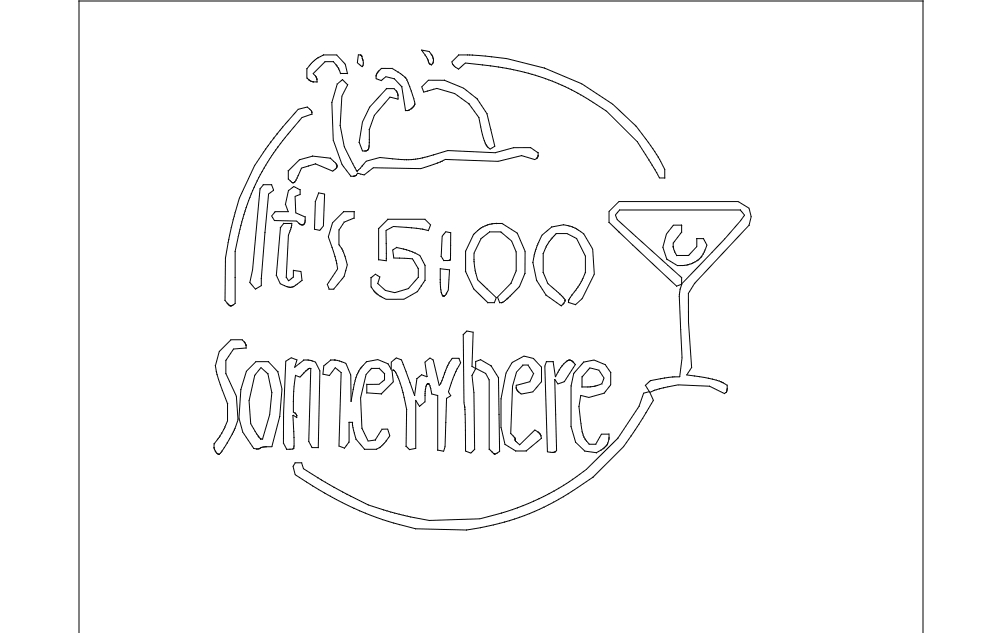 طرح ساعت ۵ در جایی مناسب برای استفاده در دستگاه های cnc چوب و cnc لیزر - 5 oclock some where dxf file